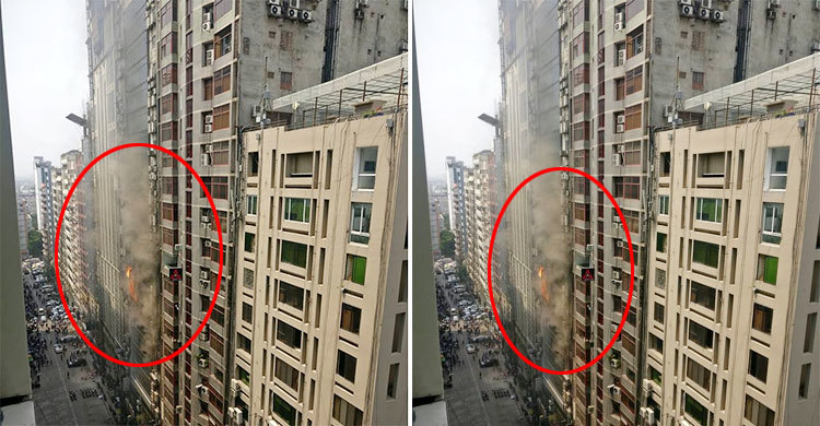 রাজধানীর বনানীর বহুতল ভবনে আগুন
