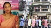 প্রিয়া সাহার বাড়ি ঘেরাও করে বিক্ষোভ
