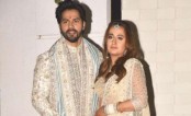 বিয়ের পর ক্যামেরার সামনে স্ত্রীকে নিয়ে বরুণ
