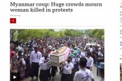 মিয়ানমারে নিহত তরুণীর অন্ত্যেষ্টিক্রিয়ায় হাজার হাজার মানুষ
