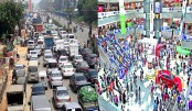 রাজধানীর রাস্তায় যানজট আর শপিংমলে জনজট