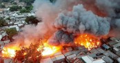 তিন ঘণ্টা পর নিয়ন্ত্রণে মহাখালীর সাততলা বস্তির আগুন