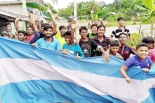 বরিশালে আর্জেন্টিনা সমর্থকদের বিজয় মিছিল