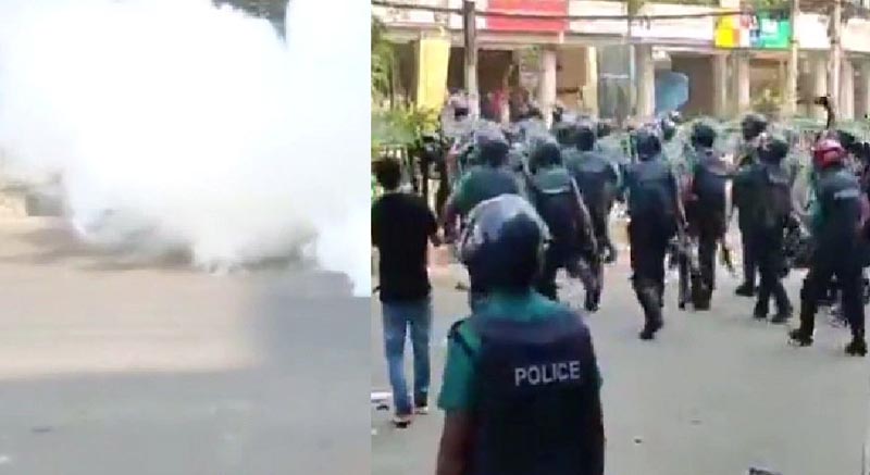 নয়াপল্টনে বিএনপি নেতাকর্মীদের সাথে পুলিশের ধাওয়া-পাল্টা ধাওয়া