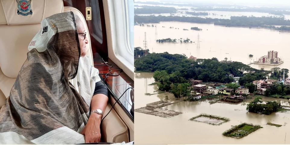 বন্যাকবলিত এলাকা পরিদর্শনে সিলেটে প্রধানমন্ত্রী

